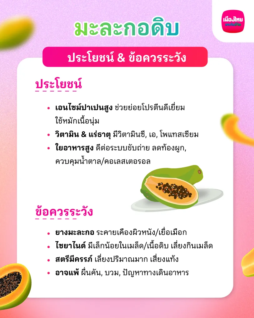 มะละกอดิบ ข้อควรระวัง
