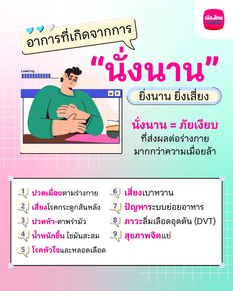 อาการที่เกิดจากการนั่งนาน 