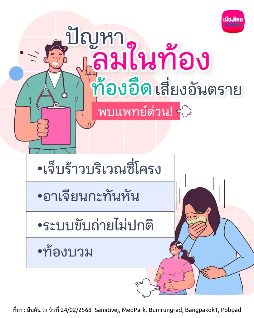 ปัญหาลมในท้อง ท้องอืด แบบไหนที่เข้าขั้นเสี่ยงอันตราย