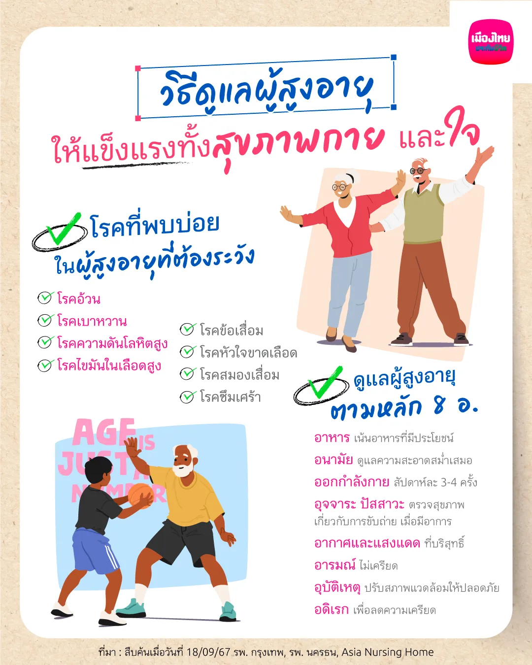 การดูแลผู้สูงอายุ ให้แข็งแรงสมวัยทั้งสุขภาพกายและใจ
