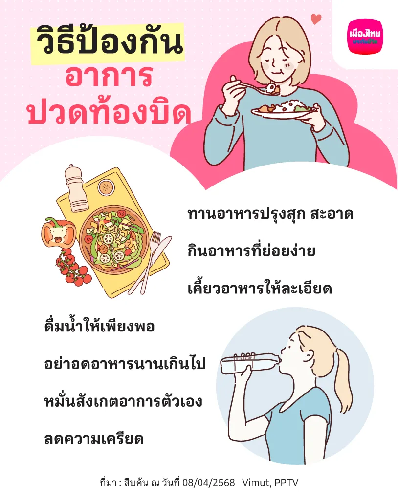 วิธีป้องกันอาการปวดท้องบิด