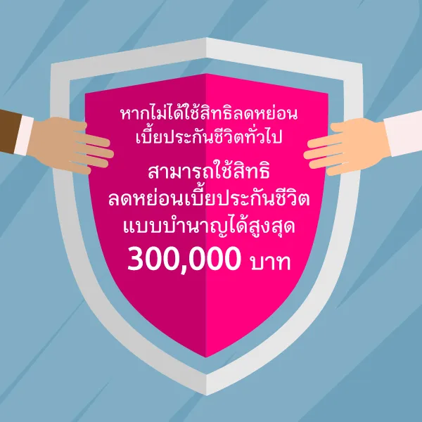  If you do not exercise the tax deduction right from general life insurance premiums, you can exercise the right from annuity insurance premiums up to 300,000 Baht